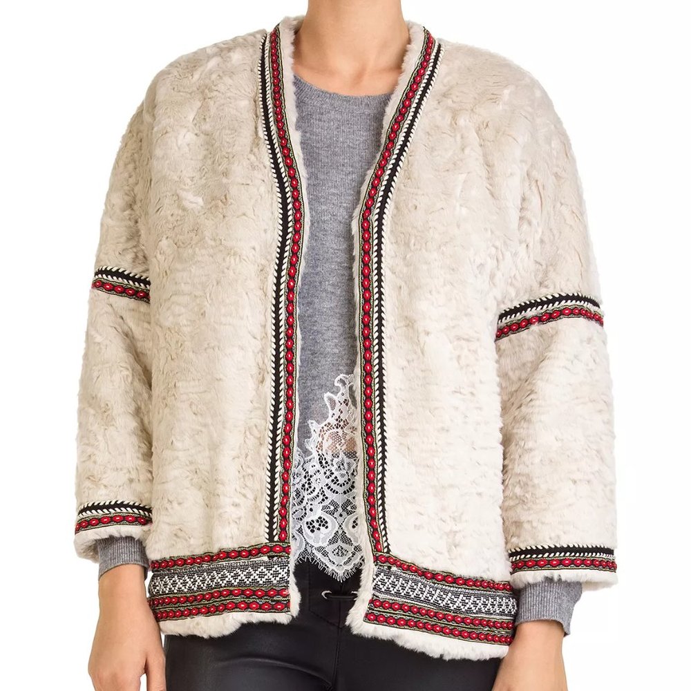 The Kooples Friezed Embroidered Teddy Bear Coat